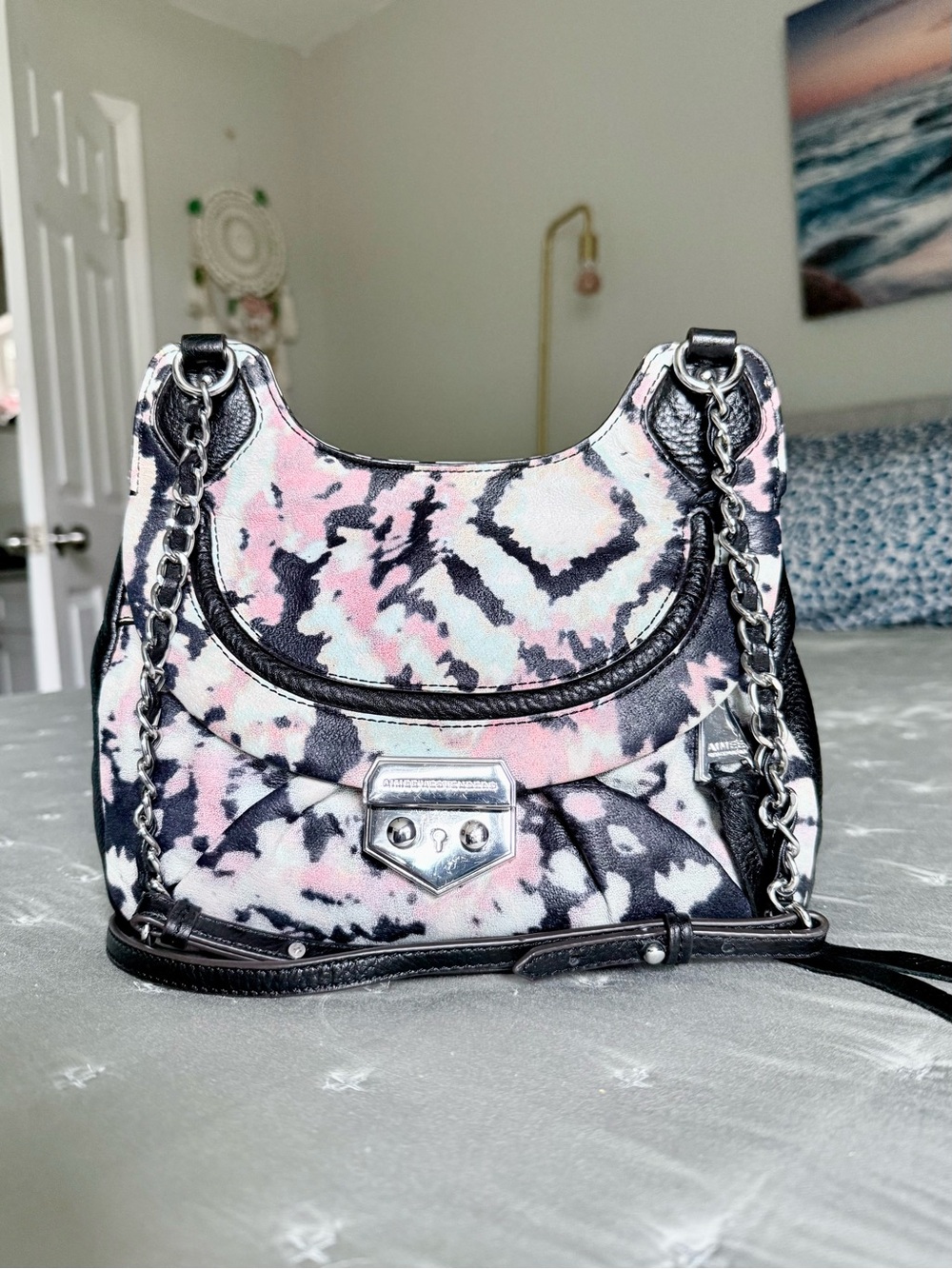 Aimee Kestenberg Pink and Black Patterned Crossbody Bag